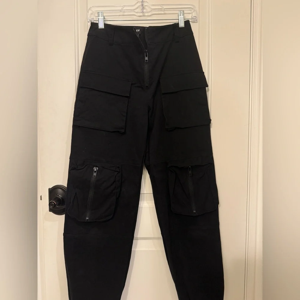 POSTER GIRL -Women's Rave Wear- Midnight Black Cargo Pants - Picture 1 of 7